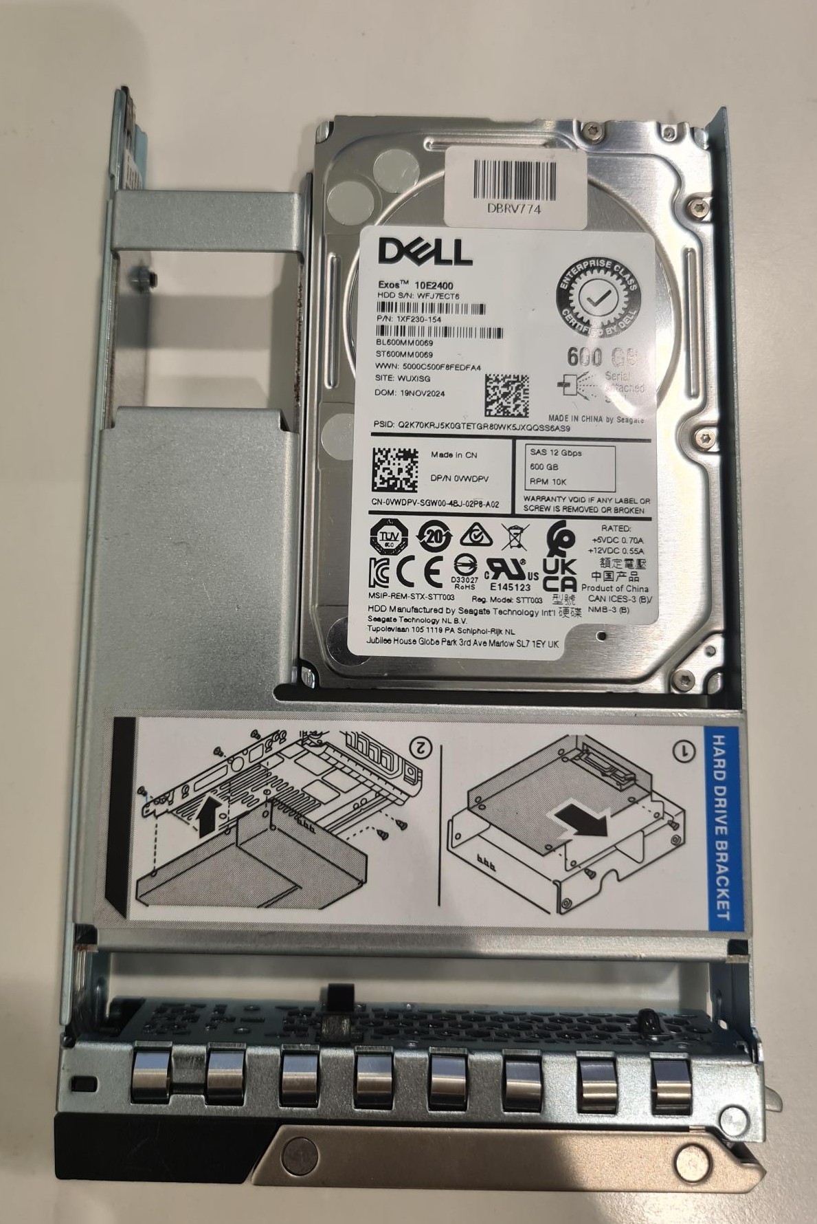 Dell 600 GB - hot-swap - 2.5-inch (in 3.5-inch carrier) - SAS 12Gb/s - 10000 rpm Hard Drive